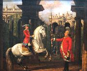 Bernardo Bellotto Pulkownik Piotr Konigsfels udziela lekcji jazdy konnej ksieciu Jozefowi Poniatowskiemu. painting